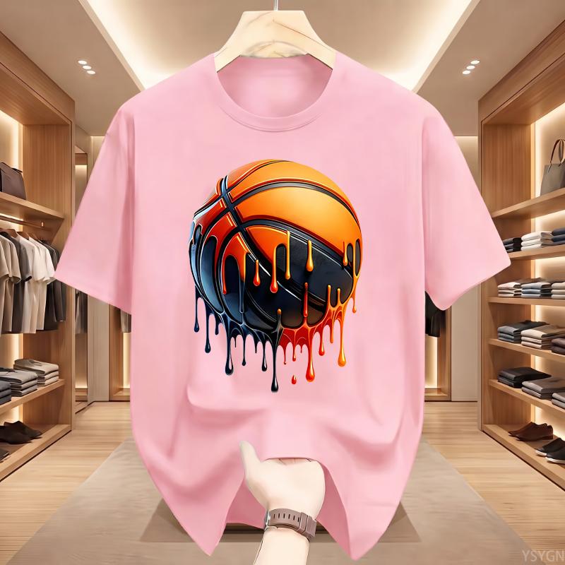 Unisexs Dripping Basketball Graphic TShirt Streetwear Hip Hop Tee Oversized Fit WHITE Top for Unisex Trendy Summer Style