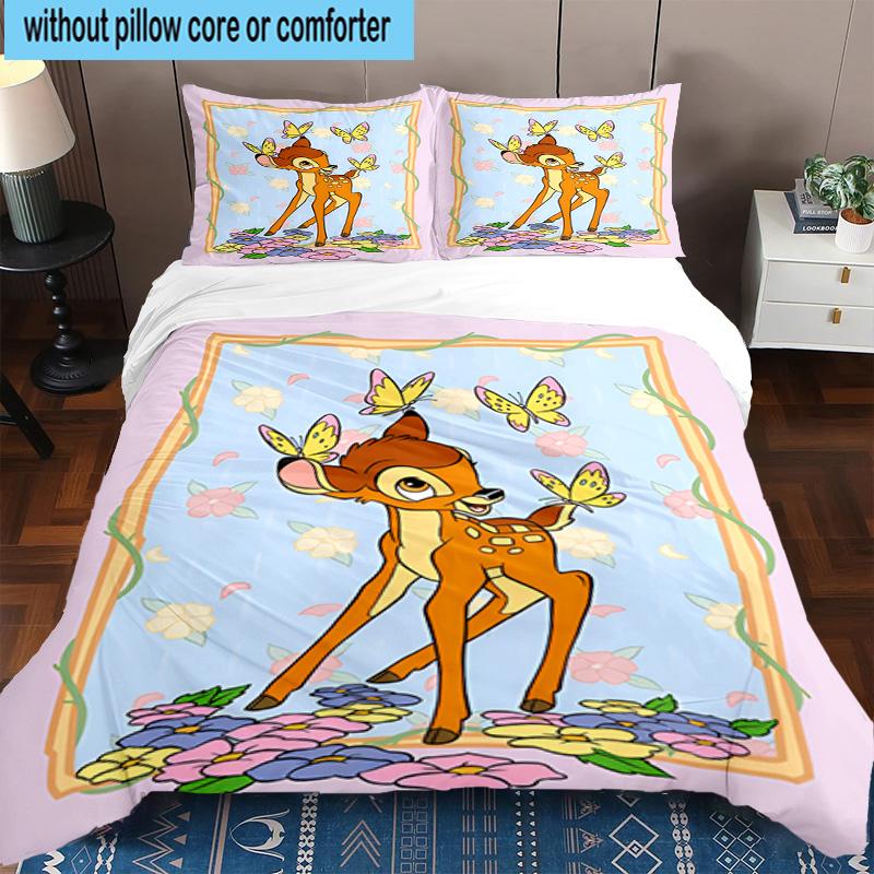 3PCS Classic cartoon Bam Deer 3pcs Bedding,Including 3PCS Duvet Cover And 2pcs Pillowcases Perfect for Christmas,Ideal for Bedroom, Dormitory