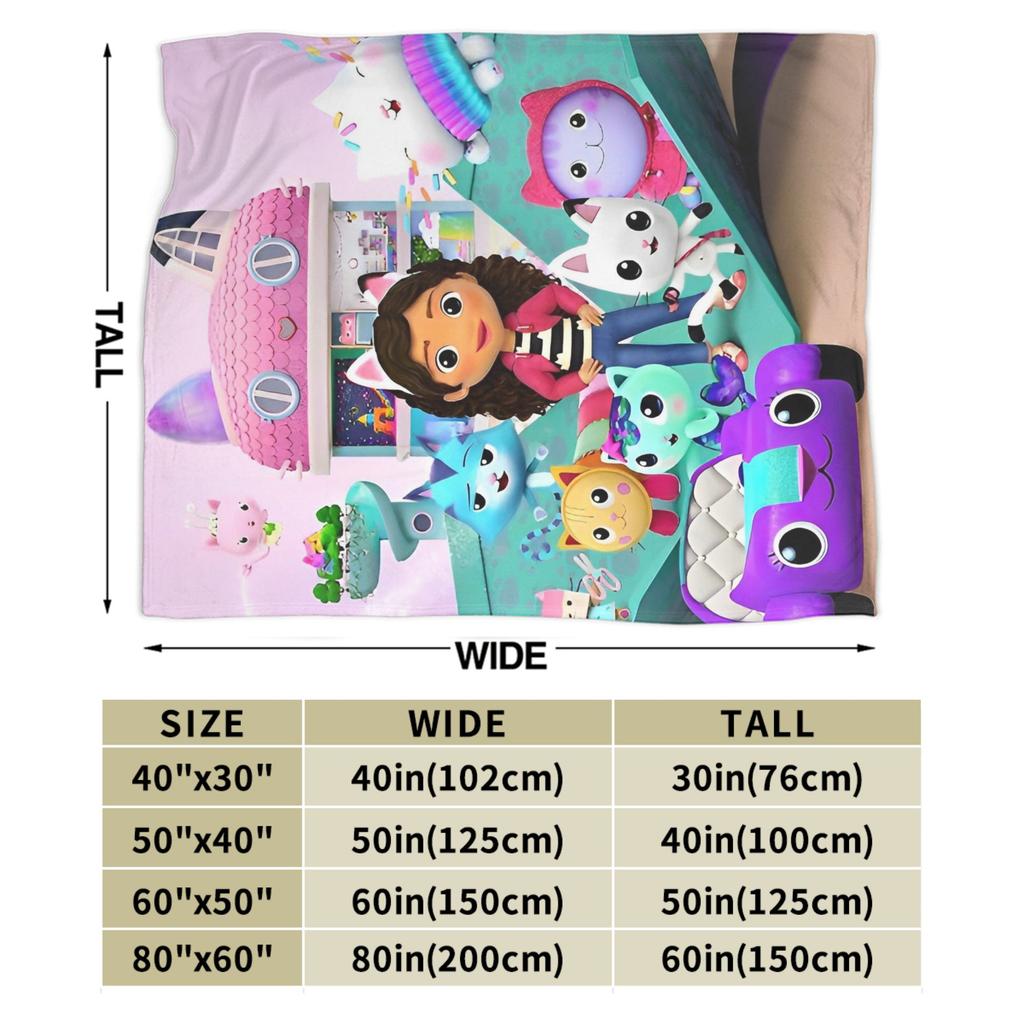 Cartoon Cute Gabby Dollhouse Blanket Cover  Fleece Throw Blankets Summer Air Conditioning Decoration Soft Warm Bedspread