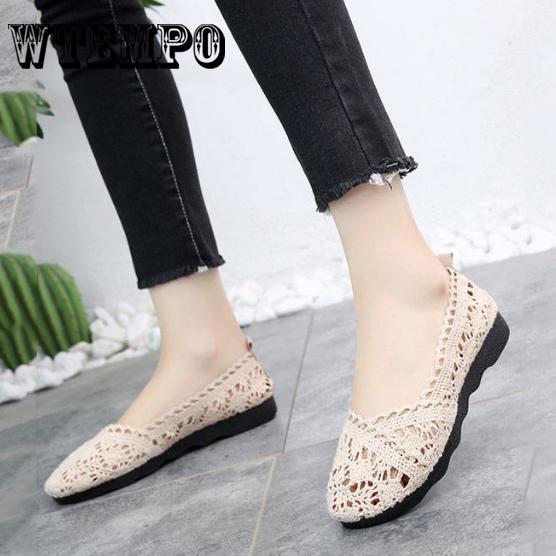 Shoes Women Cloth Shoes Hollow Lace Mesh Shallow Mouth Shoes Casual Shoes Women Sandals