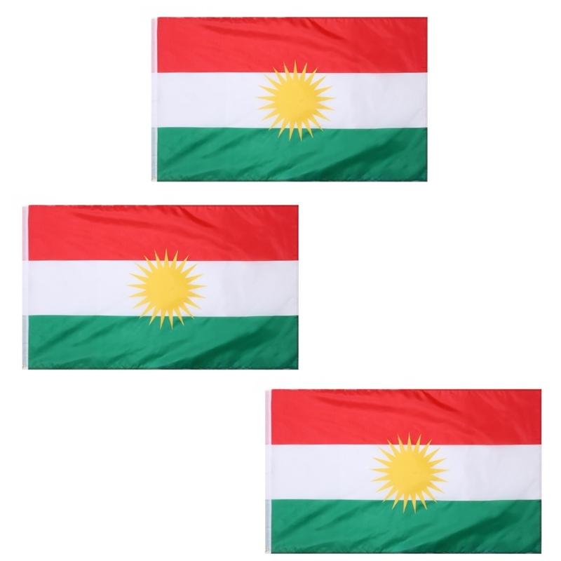 5ft X 3ft Polyester Fabric Kurdistan Country Flag With Reinforced Edges For Sports Activity And Cultural Celebration