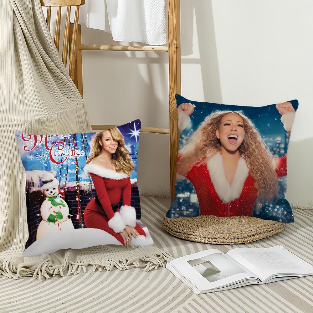Funda de almohada Merry Christmas de la cantante Mariah Carey Cojines de oficina Adecuado para sofá coche dormitorio Funda de cojín decorativa