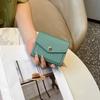 New Palm Patterned Cowhide Color Blocked Short Three Fold Wallet Genuine Leather Wallet Color Matching Leather Clip Color Blocking Card Bag