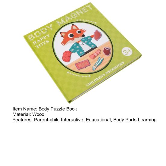Magnetic Body Structure Puzzle Book Wooden Preschool Body Parts Learning Puzzle Book Parent-child Interactive Educational Human Anatomy Book