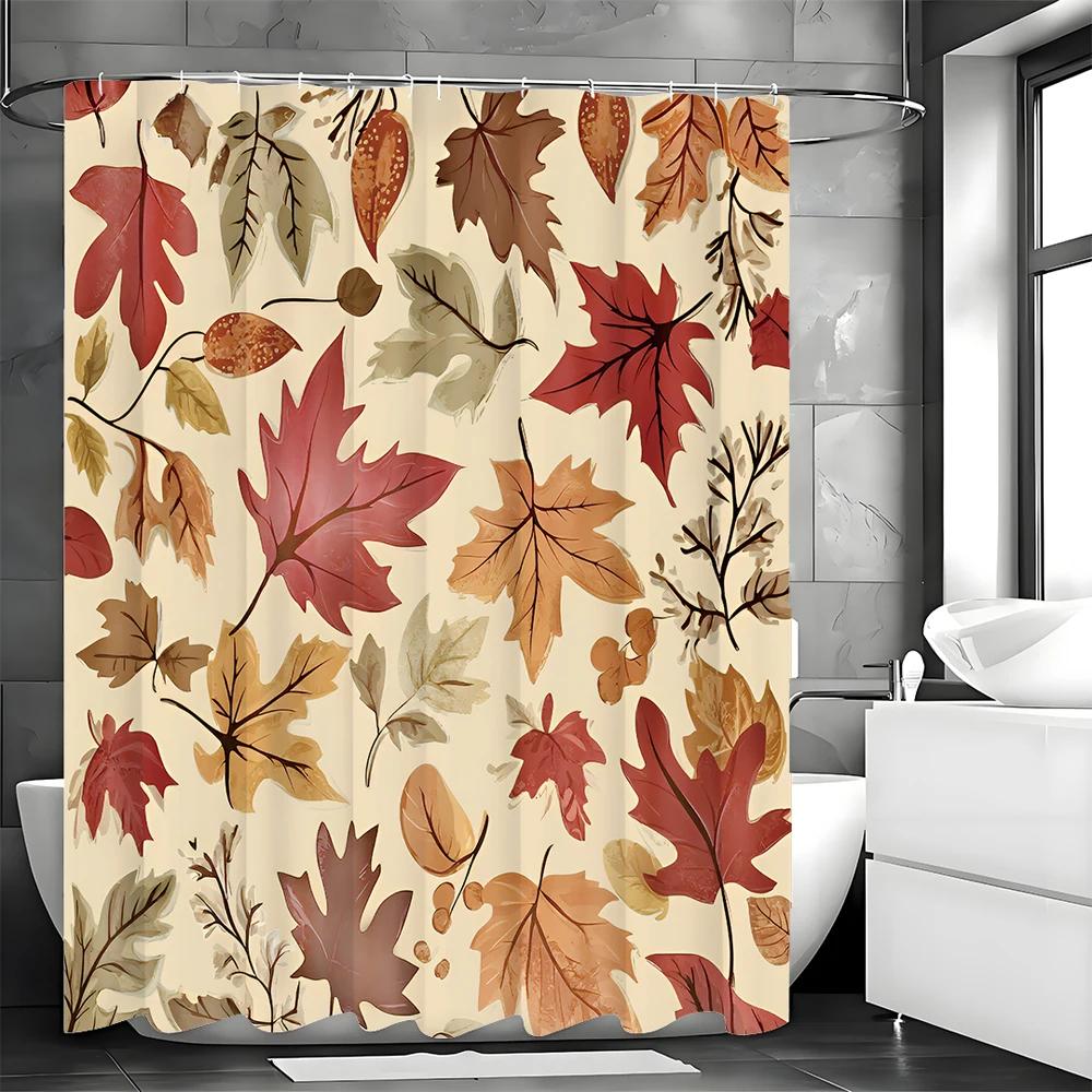 

Autumn Maple Leaf Shower Curtain, Bathroom Decorative Shower Curtain, Waterproof Shower Curtain With Hooks W60H190(CM)-1 Pcs