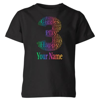 Personalisiertes Regenbogen Individuell Angepasster Name und Alter Geburtstagsjunge Mädchen T-Shirt Top