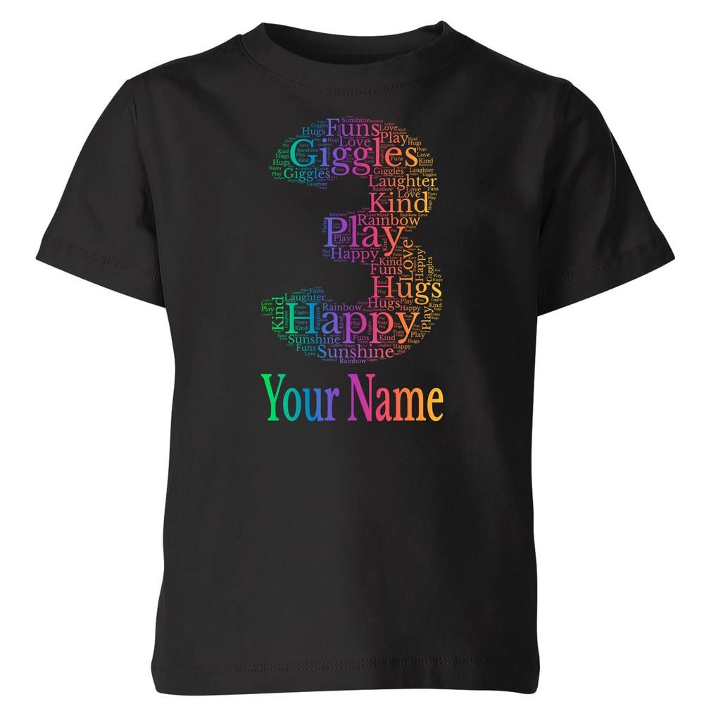 

Personalised Rainbow Customised Name And Age Birthday Boy Girl T Shirt Top 4XL