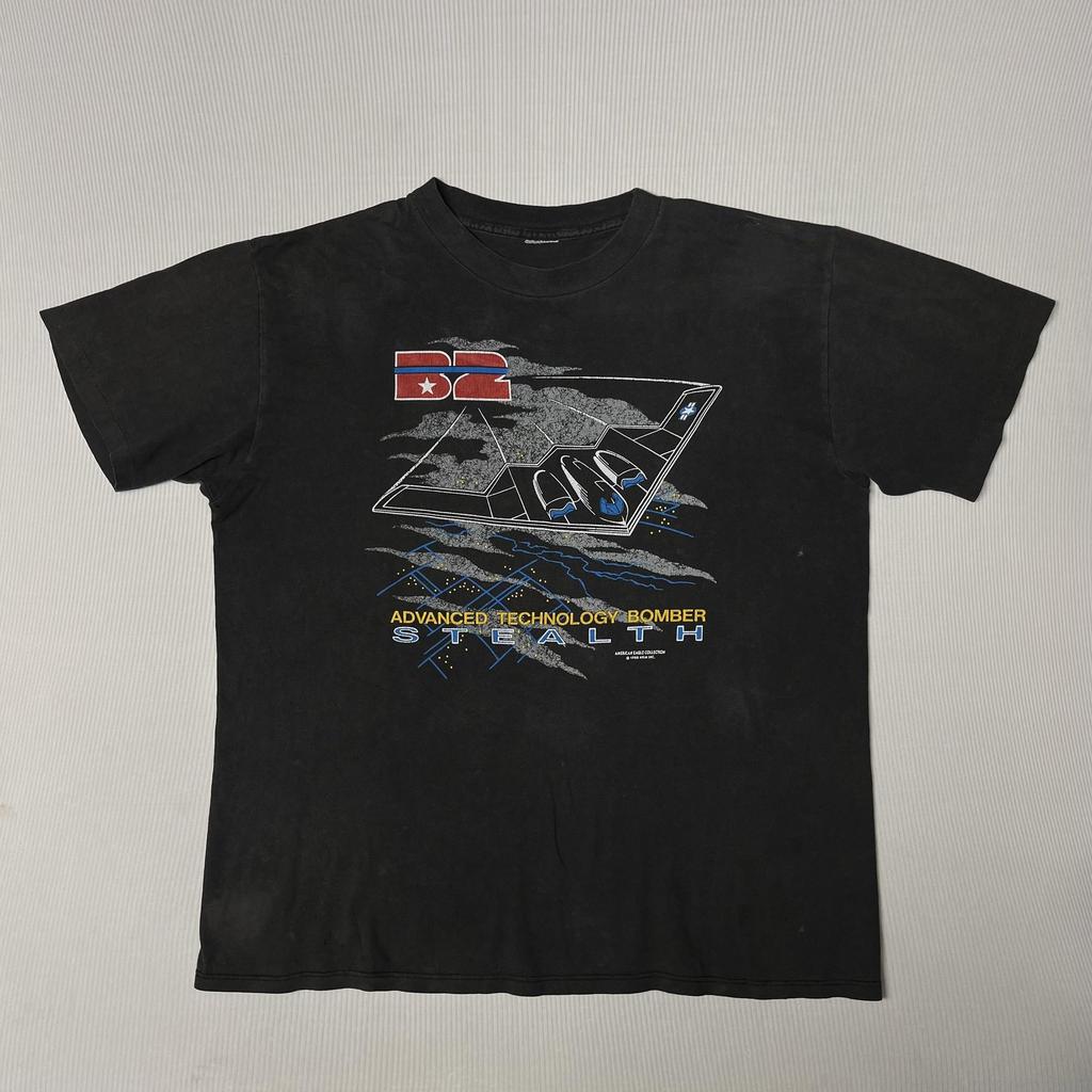 Vintage B2 Stealth Bomber Shirt Mens L Black Graphic Tee 1988 Military Aircraft Unisex T-Shirt
