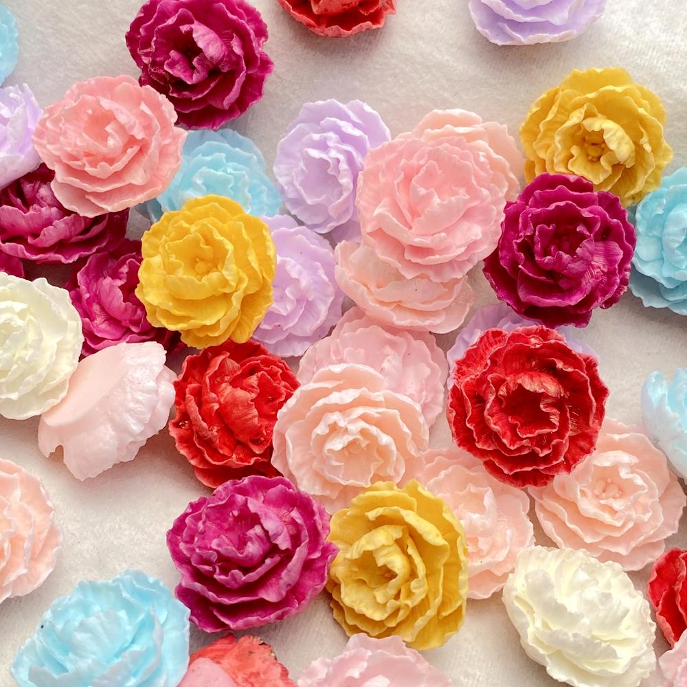 Resin Kawaii 3D Colorful Rose Flat back Flower Stone Scrapbook Figurines 10PCS DIY Bow Decor Accessories Crafts