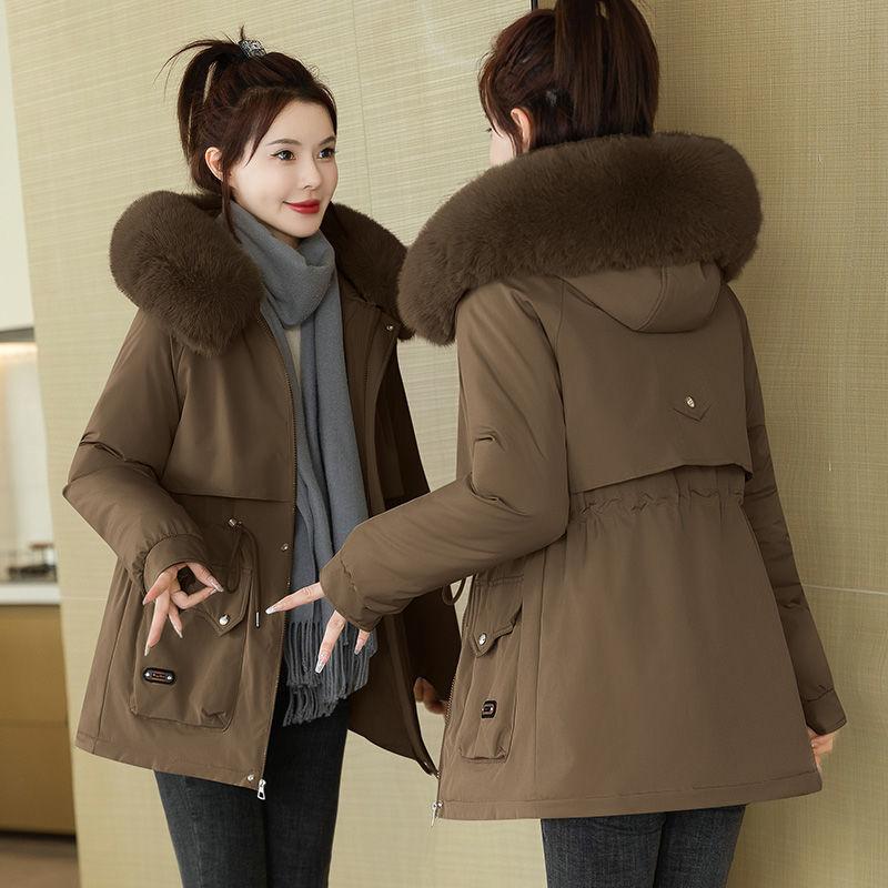 Winter New Velvet Thicker Pie To Overcome Waist Cotton-padded Clothes Medium and Long Cotton-padded Clothes Cotton-padded Jacket