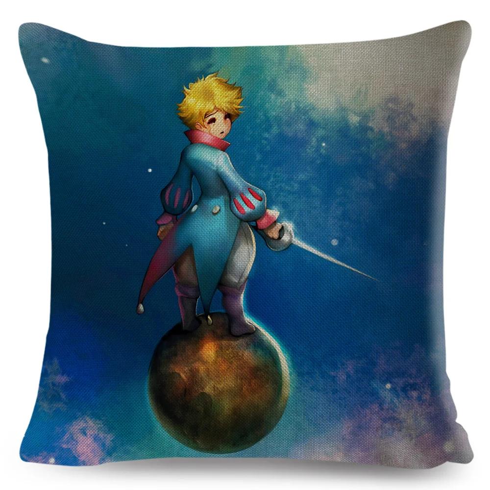 Little Prince Pillow Case Decor Cartoon France Anime Print Cushion Cover for Sofa Home Children Room Linen Throw Pillowcase