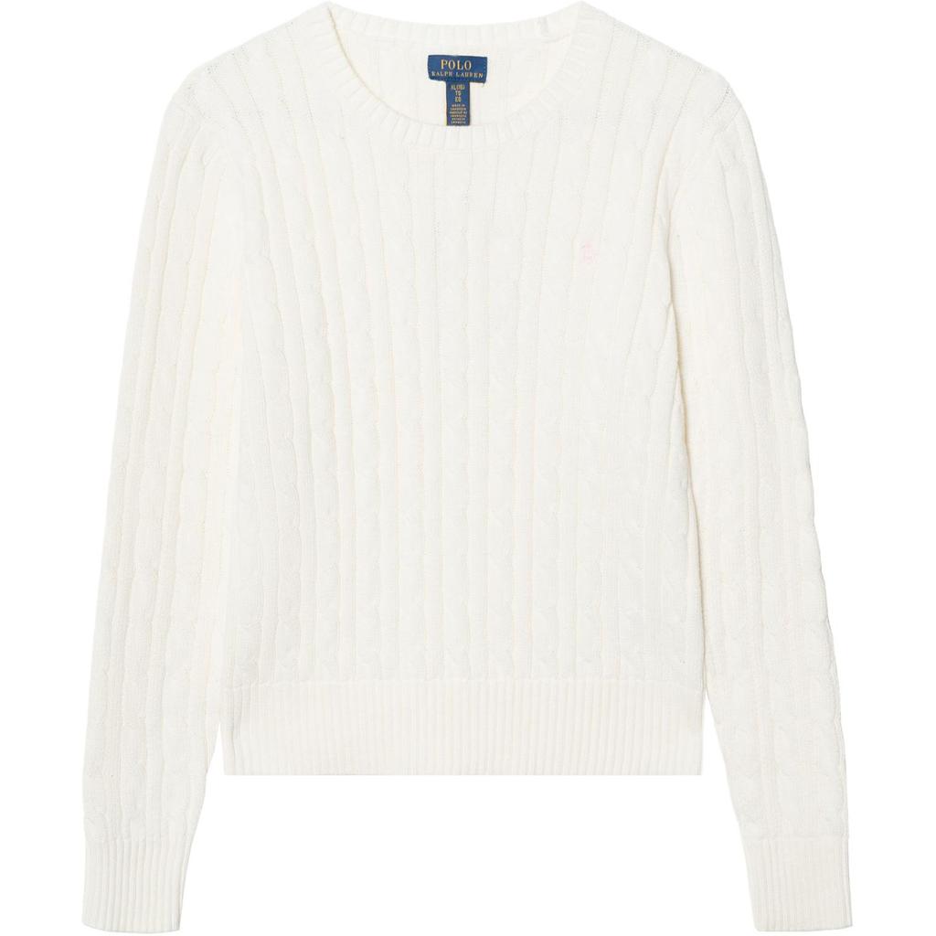 Maglione Polo Ralph Lauren PE25 Tinta Unita Girocollo Manica Lunga Maglia Top Bambino Bianco 313901316-011