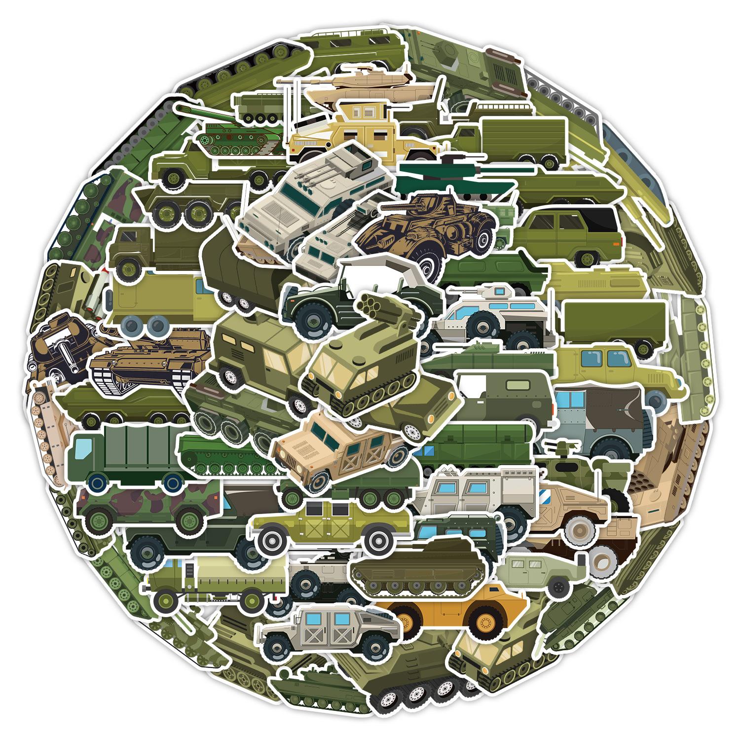 

100 Military Vehicles Graffiti Stickers Laptop Mobile Phone Computer Decoration Stickers Waterproof Creative Children Cartoon Stickers