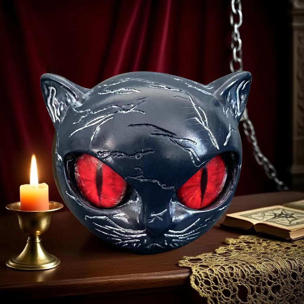 Cat Sculpture Ornament Cat Sculpture Craft Black Figurine Resin Head Healing Stone Marble Texture Stone Resin