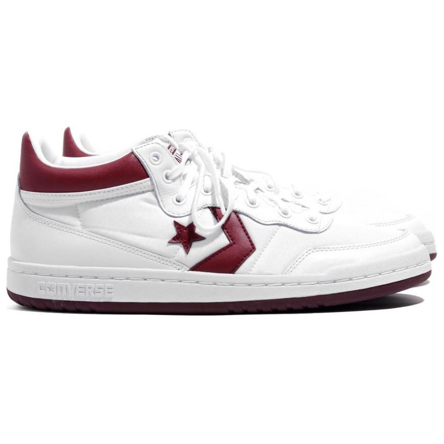 New Converse Slip Resistant Abrasion Resistant Mid top Skateboard Shoes Unisex White Red 157721C