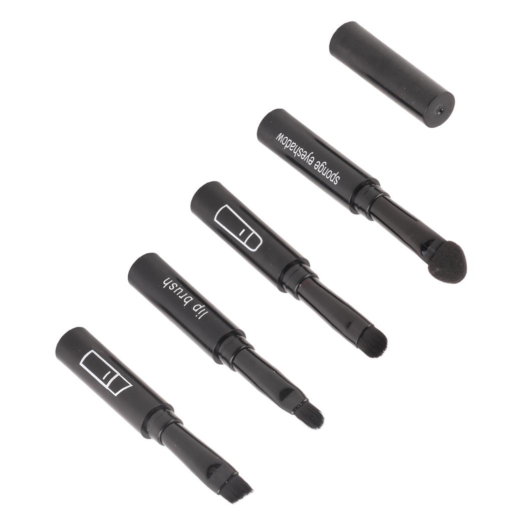 4 In 1 Telescopic Makeup Brushes Set Portable Retractable Lip Eyebrow Eyeshadow Cosmetic BrushesBlack