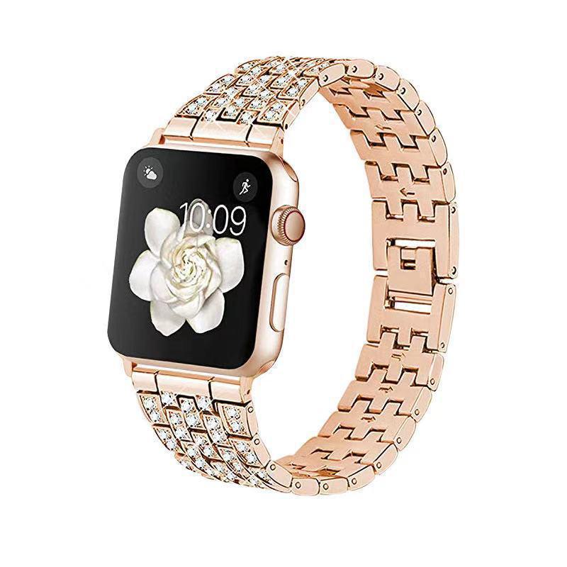 Full Diamond Alloy Watch Strap for Samsung S3, Huawei GT2, Apple Watch 8, and iWatch