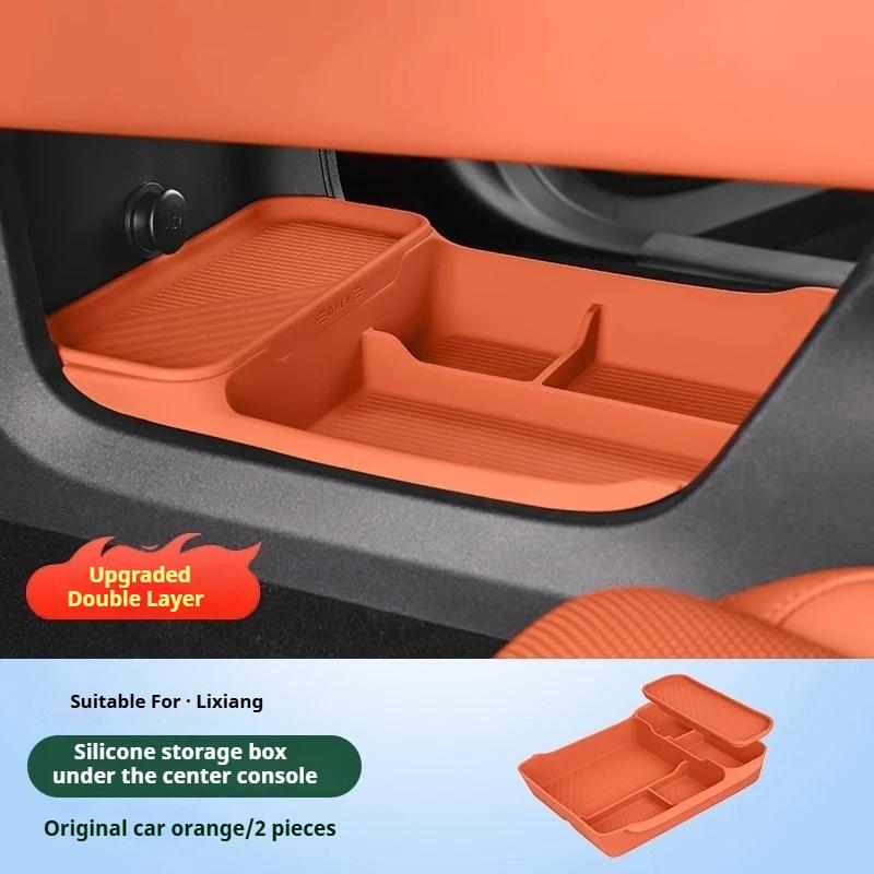 For Li Lixiang L6 L7 L8 L9 Car Under Center Control Silicone Double Layer Storage Box Lower Center Control Storage Interior