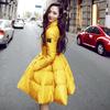 Women Winter Solid Color Down Jackets Warm Long Slim Female Big Swing Coat