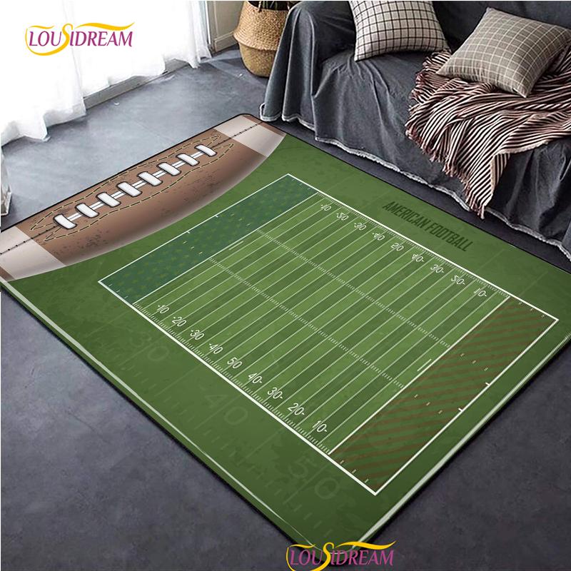 Personalisierter American Football Court Teppich, Teppich für Wohnzimmer Schlafzimmer Dekoration, Kinder Küche Badezimmer Rutschfeste Bodenmatte Alfombra