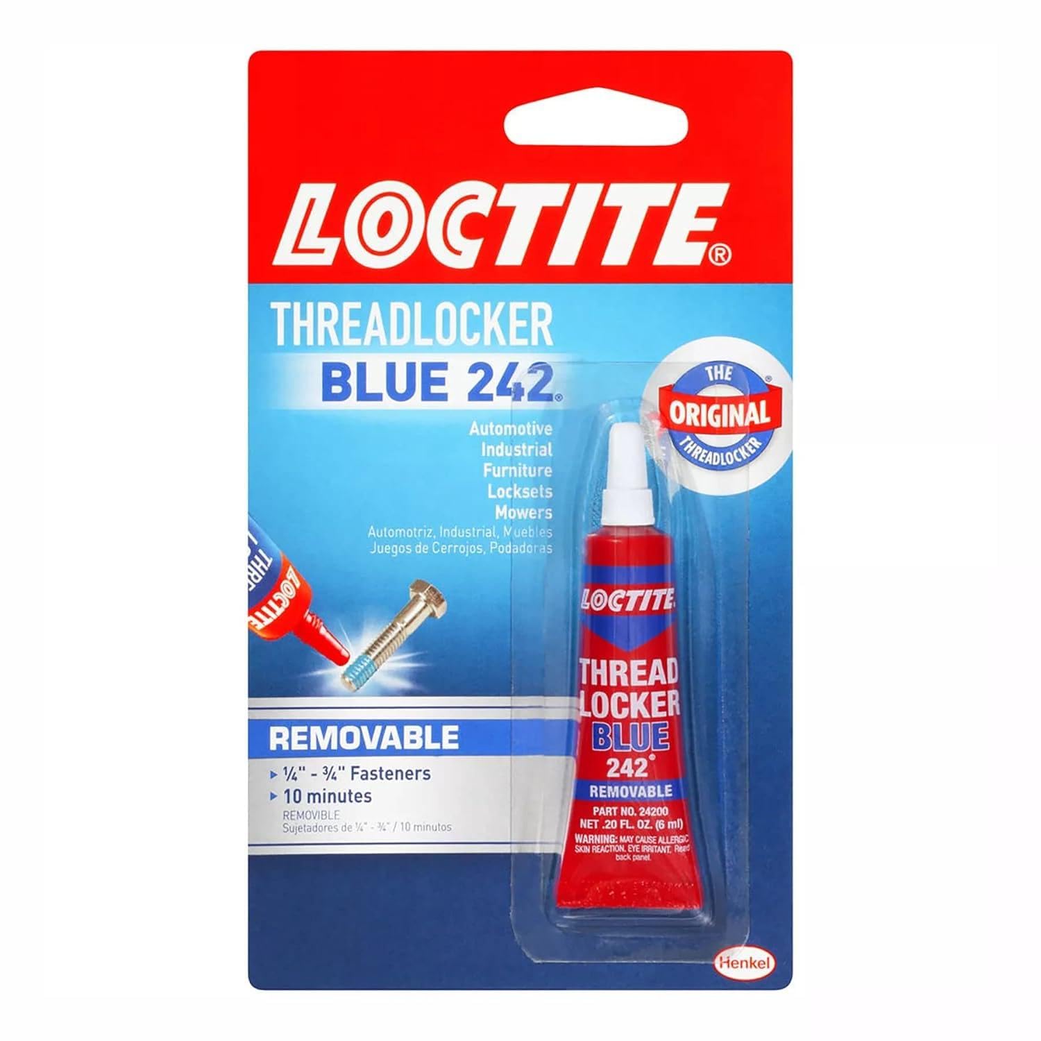 

LOCTITE BLUE 242 Фиксатор резьбы, Синий, Предотвращает ослабление [Параллельный импорт]