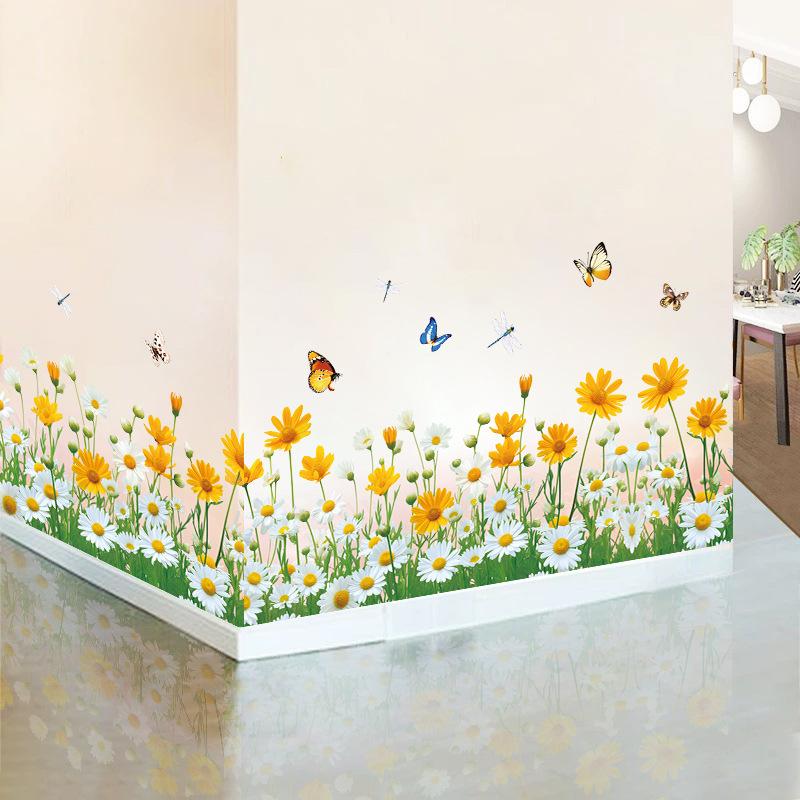 Little daisy skirting board Living room bedroom wall stickers Wall decoration stickers Wall wall stickers
