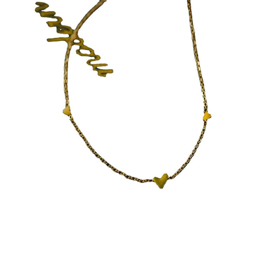 Vergoldete Sterlingsilber Herz-Halskette - Lässige Schlüsselbeinkette für Frauen