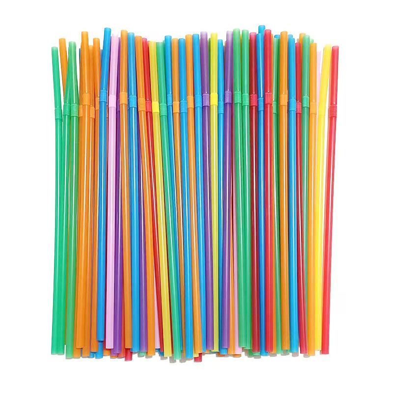 

100pcs Reusable Plastic Straws Rainbow Colors Flexible Drinking Straws Milk Tea Bar Party Wedding Kitchen Beverage Straw