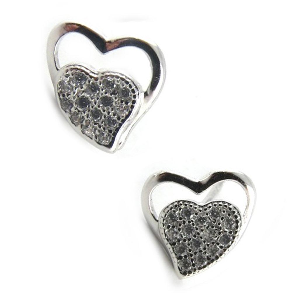 Les Trésors De Lily [L1822] - Silver 'Love' Earrings Silver White (rhodium Plated) - 10x9 Mm