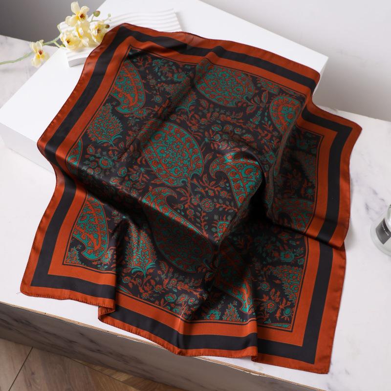 Silk Women's Square Scarf - Chinese Style Headscarf for Spring, Summer, Autumn - Neck Protection & Warmer - Elegant Thin Mom Style
