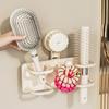 Wall-Mounted Comb Storage Rack Suction Cup Bathroom Hair Tie Holder No-Drilling Needed Hairband Holder Plastic Organizer