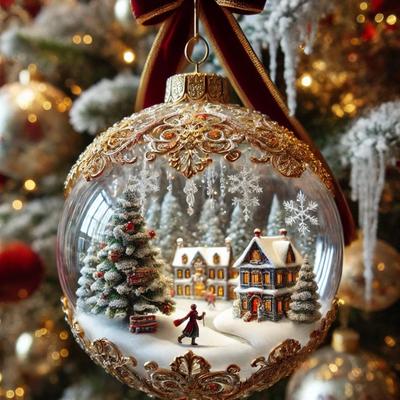 3D-Weihnachtsschmuck „Märchenplanet“, Schneekugeln, Weihnachtsbaum, Schneeflocke, Rentier, Hängedekoration für den Urlaub, Heimdekoration