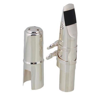 Yibuy Tenor Saxophone Brass Mouthpiece Cap Ligature Silver Plated 11cm #7