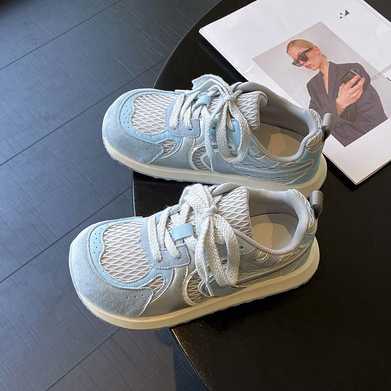 

Mesh breathable Forrest Gump shoes women s 2025 summer new thick-soled heightening casual sports shoes versatile soft-soled German training shoes 40 синий