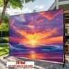 2D Vibrant Sunset Seaside Backdrop for Room Decor & Vacation Photoshoot