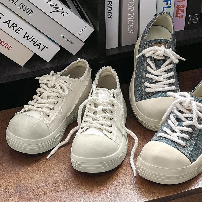 [Three Colors] 3233 Mickey Canvas Big Head Shoes Summer New Thick Baseplate Shoes Heightening Couple Clown Shoes