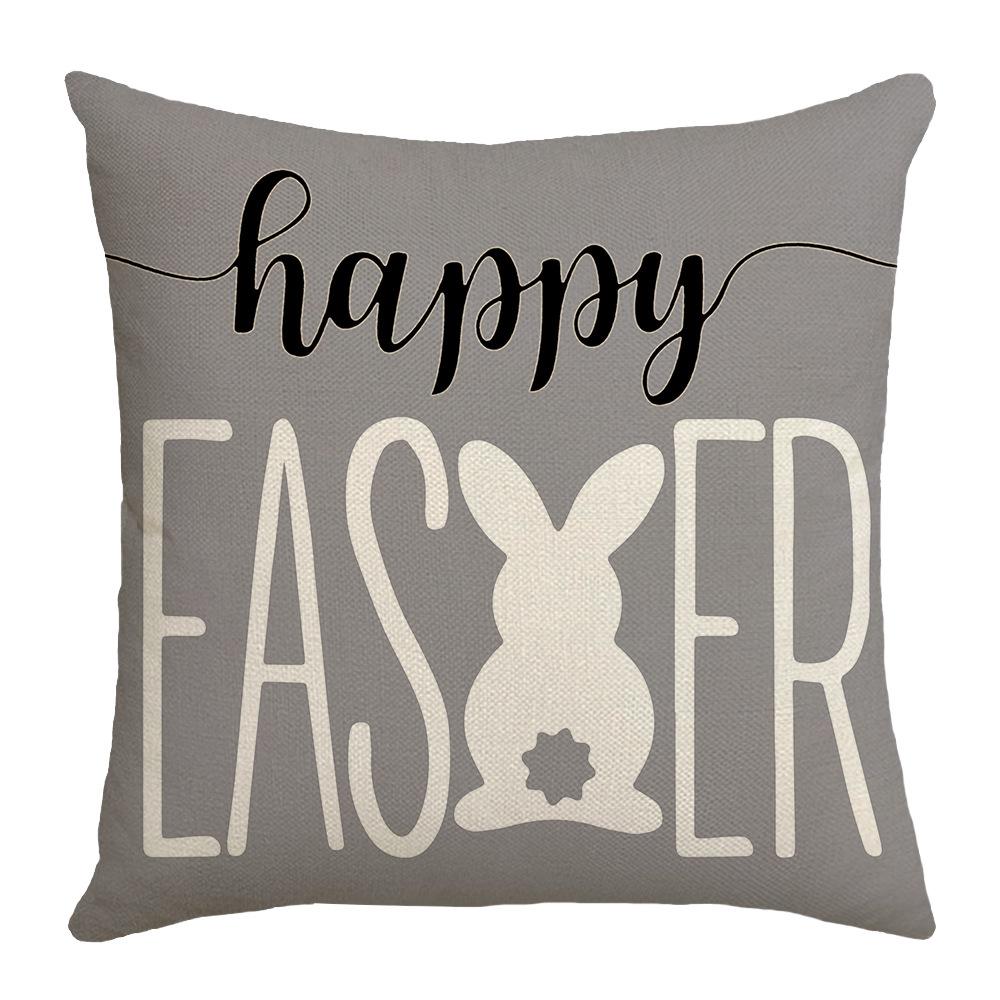 New Easter Pillow Case Cushion Cartoon Rabbit Letter Print Home Sofa Bedside Waist Pillow