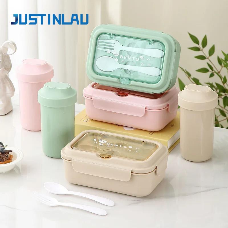Lunch Box Portable for Children School Office Bento Box Compartment Sealed Food Container with Tableware Microwavable Heating
