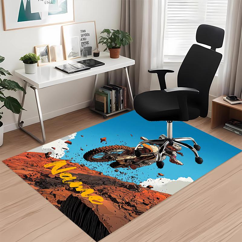 Tappeto Stampato Moto da Fuoristrada con Nome Personalizzato, per Sedia da Ufficio Soggiorno Camera da Letto Cucina Decorazioni Regali.