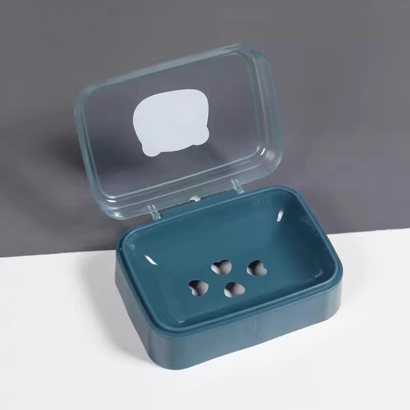 Creative Cute Plastic Soap Dish with Lid: Stylish Soap Holder and Drainer for Bathroom Storage