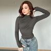 2024 Autumn/Winter Slim-Fit High-Neck Pleated Long-Sleeve Women's Top