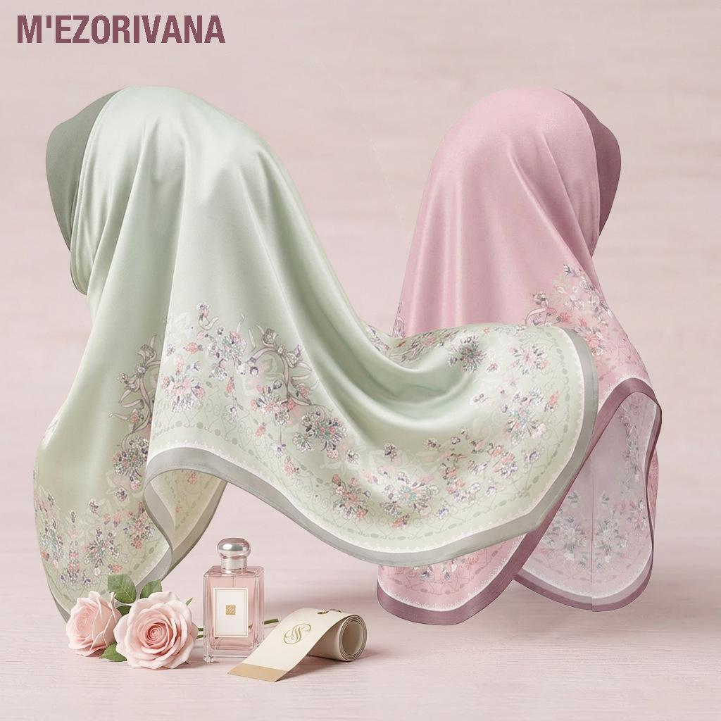 Chiffon Hijabs Women Head Wrap Square Scarf Floral Print Turban Cap
