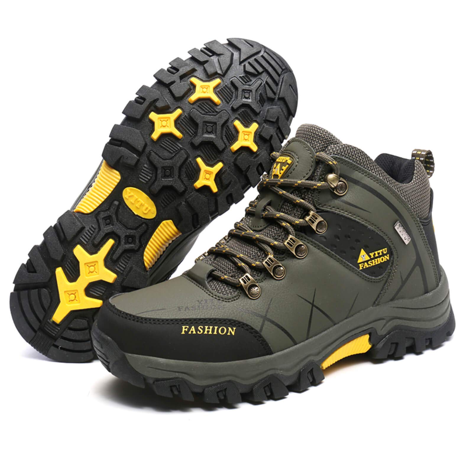 

RDGO Men’s Hiking Shoes – Waterproof Trekking Boots, Non-Slip Outdoor Walking Sneakers, Wide Fit, Low-Cut Design (Green1, 27.5 cm)