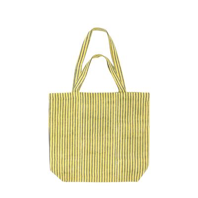 Tomo Corporation Tragetasche mit 2 Griffen, Gestreifter Blockdruck, Gelb, 2-Wege, Groß, 46x40cm, 11725-750-513
