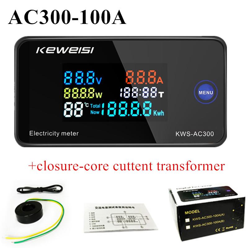 KWS-AC300 AC 50-300V Voltmeter Ammeter KWS Power Energy Meter LED AC Wattmeter Electric Meter with Reset Function 0-100A 40% Off