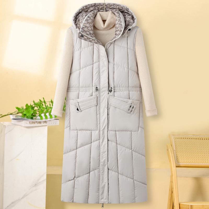 Fashion Warm Long Vest Woman Wear On Both Sides Sleeveless Parka Hooded Casual Thick Winter Women's Jackets