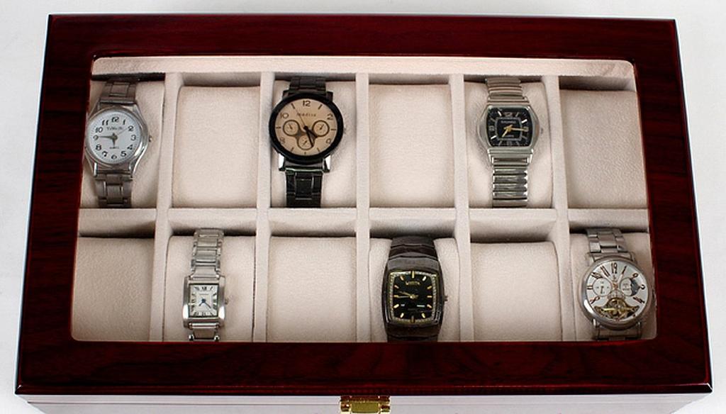 Luxurious Wooden Watch Storage Box for 12 Collection Display 12 Watches, Case, (Holds Watches)