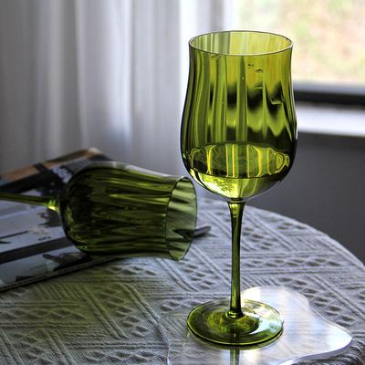 Bicchiere da Vino Francese Vintage Creativo Soffiato Verde di Alto Valore Bicchiere con Stelo Alto Retro Semplice Fatto a Mano Bicchiere da Vino