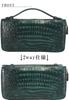 Green Crocodile Leather Long Wallet Leather Wallet Second Bag Wallet Bag Integrated Handle Double Zipper Genuine Leather Large Capacity