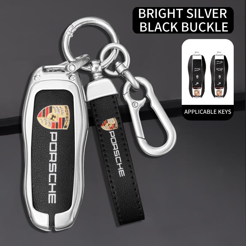 AAOM1 3/4 Buttons Zinc Alloy Leather Car Key Case Key Shell For Porsche Cayenne 911 996 Macan Panamera Boxster 986 987 981 Sticker